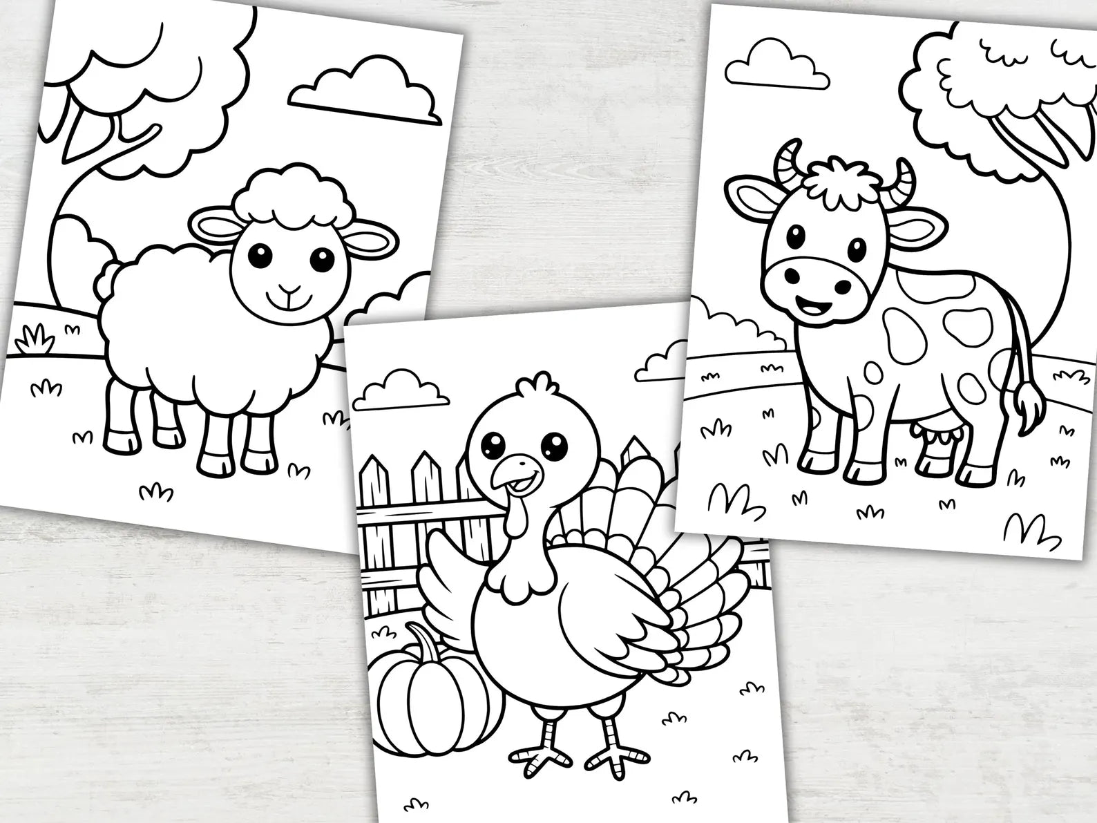 Farm Animal Coloring Pages for Kids (30 Printable PDF Pages)