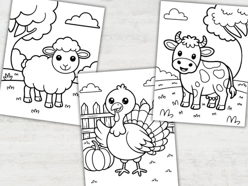 Farm Animal Coloring Pages for Kids (30 Printable PDF Pages)