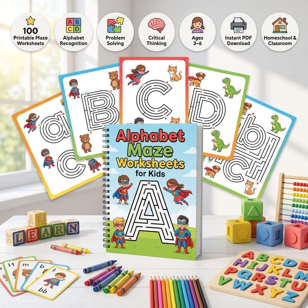 100 Pages Preschool & Kindergarten Maze Worksheets