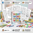 50 Pages Sight Word Color by Word Activity Book - Preschool & Kindergarten