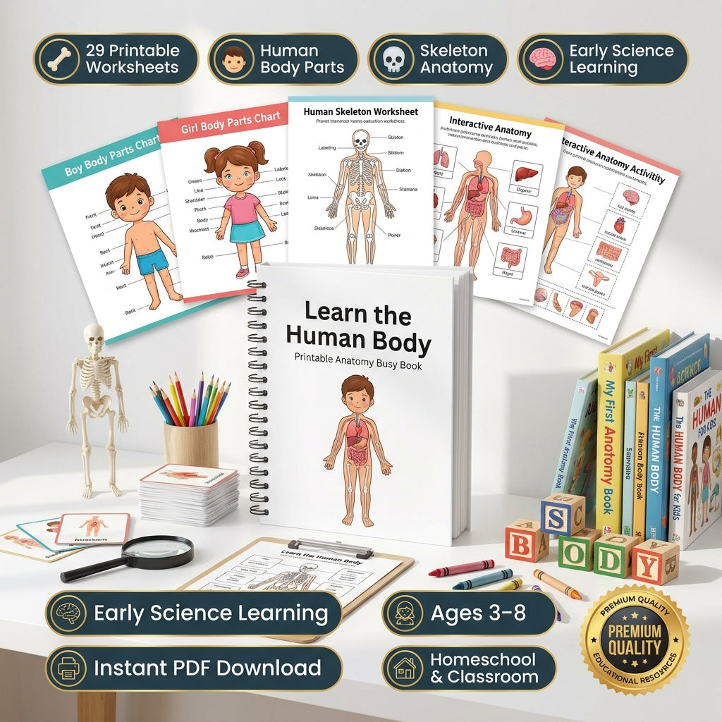 29 Pages Learn the Human Body - Printable Anatomy Busy Book