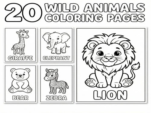 20 Wild Animals Coloring Pages for Kids (Printable PDF Bundle) StoryPop Printables