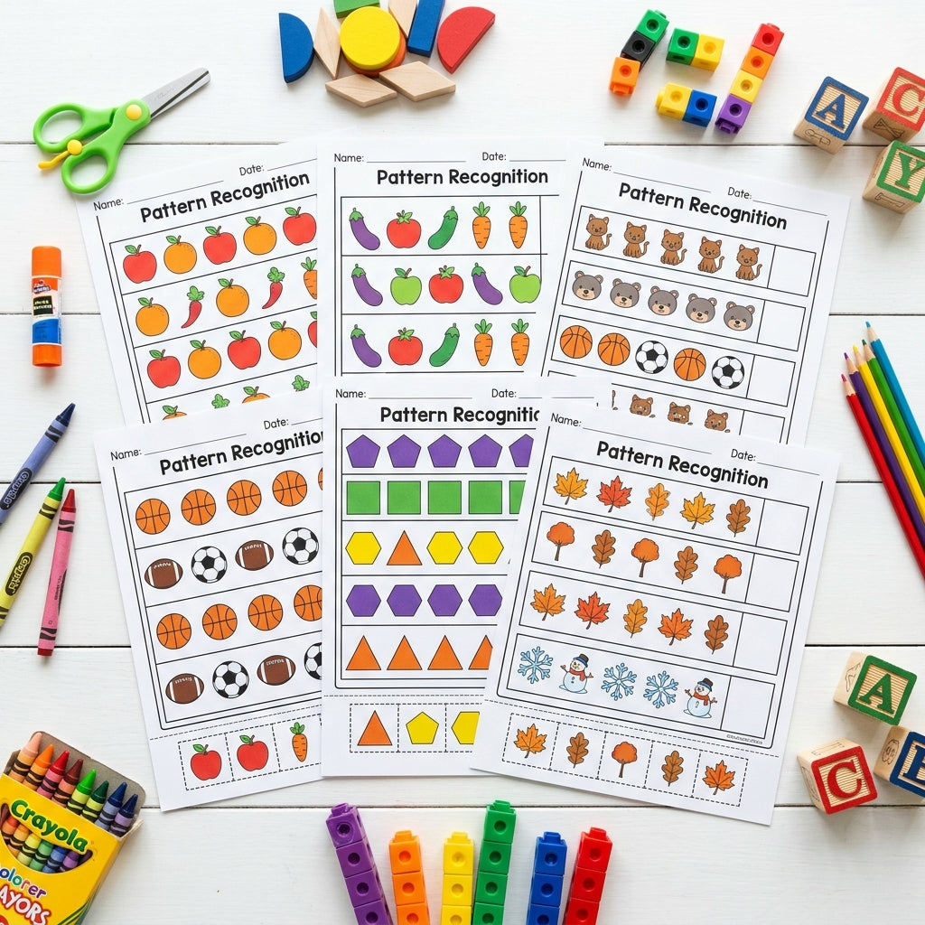 50 Pages Pattern Recognition Workbook - Preschool & Kindergarten Activities
