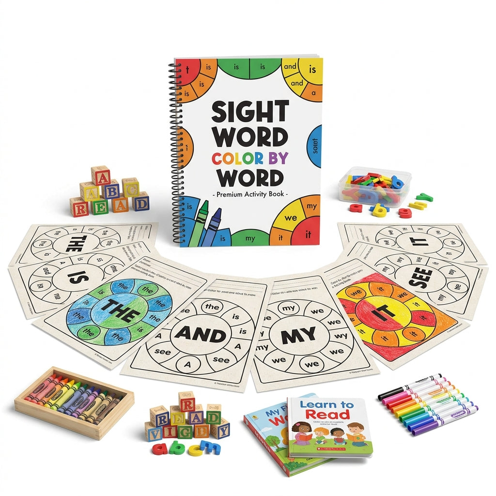 50 Pages Sight Word Color by Word Activity Book - Preschool & Kindergarten