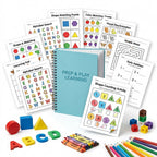 38 Pages Preschool Activity Pack - Count Shapes, Match Colors & Find the Alphabet