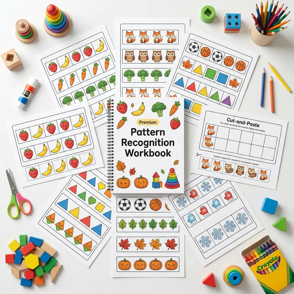 50 Pages Pattern Recognition Workbook - Preschool & Kindergarten Activities