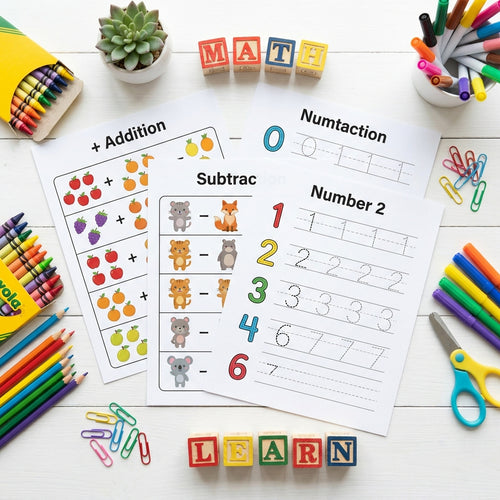 29 Pages Kids Math Practice Bundle - Addition, Subtraction & More