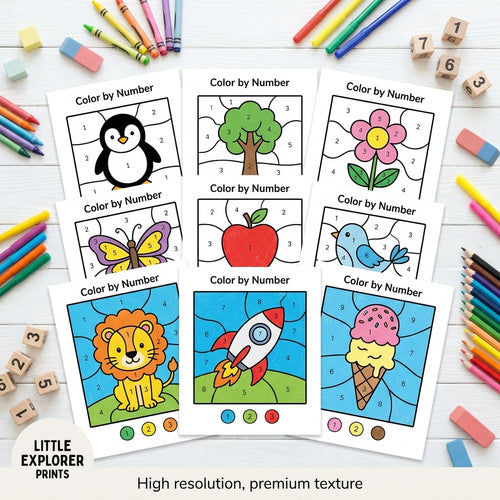 30 Pages Easy Color by Number Worksheets for Little Learners