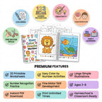 30 Pages Easy Color by Number Worksheets for Little Learners