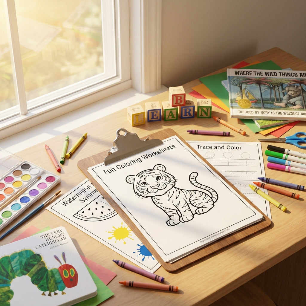 30 Fun Coloring Worksheets - Animals, Symmetry & More
