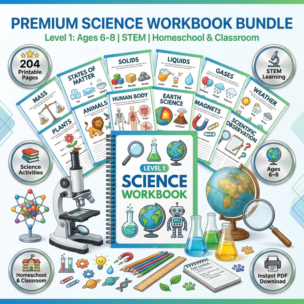 204 Pages Level 1 Science Workbook